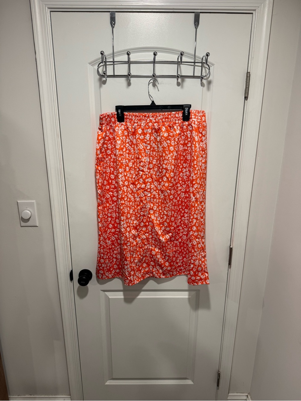LOFT Orange Floral Midi Skirt